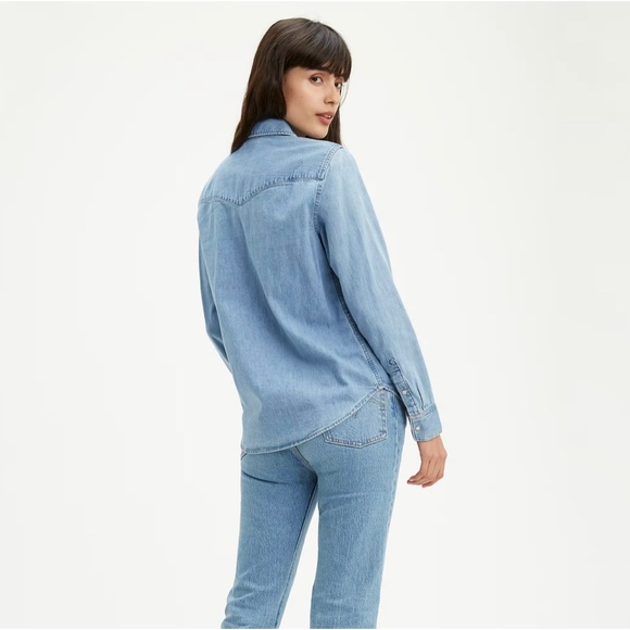 LEVI STRAUSS ESSENTIAL WESTERN DENIM SHIRT classic fit size S - Picture 3 of 9